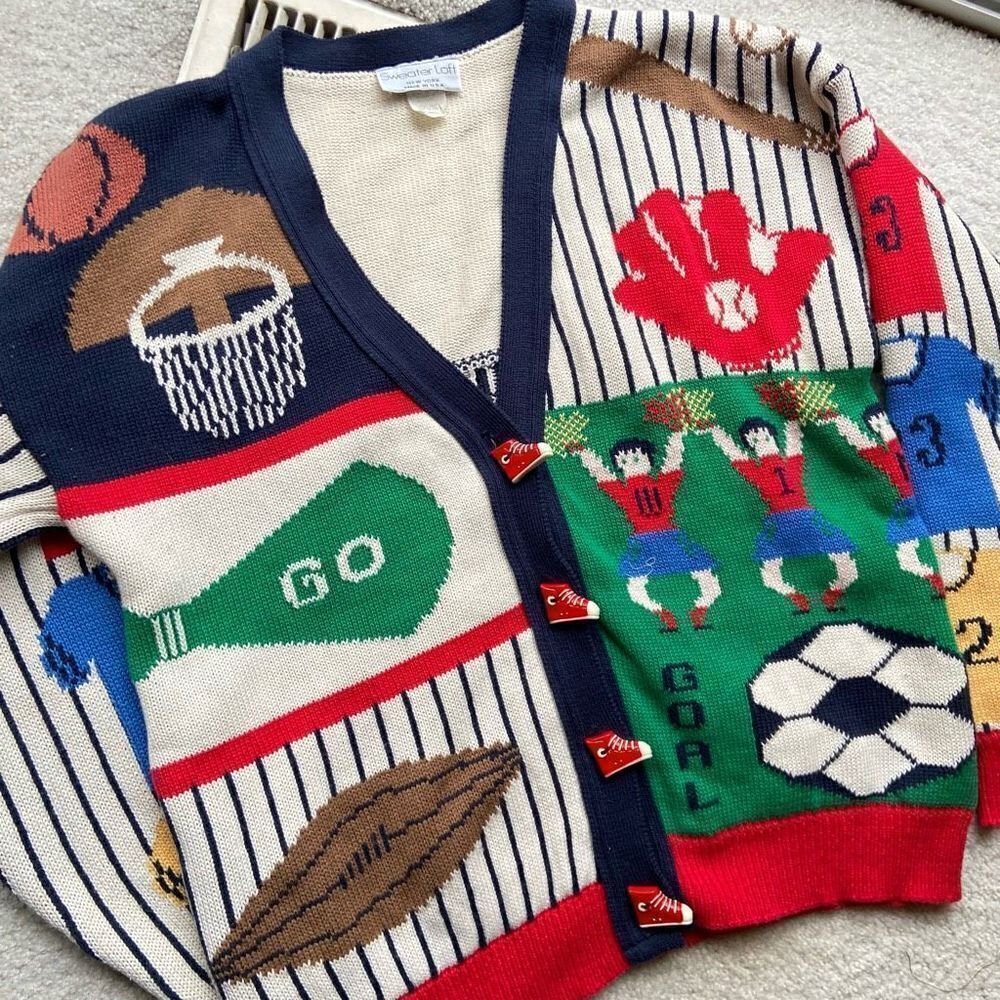 Vintage Ugly Sweater Game Day, Fall, Funky Tailgate, Teacher Knit All Over Print - Picture 11 of 11
